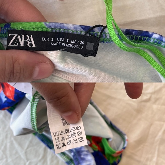 NWT ZARA Asymmetric Floral One-Shoulder Bodysuit S - Picture 7 of 16